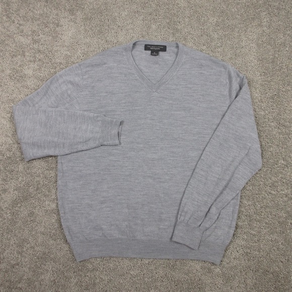 Bloomingdale's Other - Bloomingdales Sweater Mens XL Gray Merino Wool V-Neck Pullover Knit Heather EUC